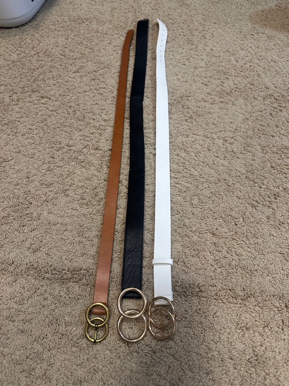 3 Express Women's Triple-Ring Belts in White, Black & Brown